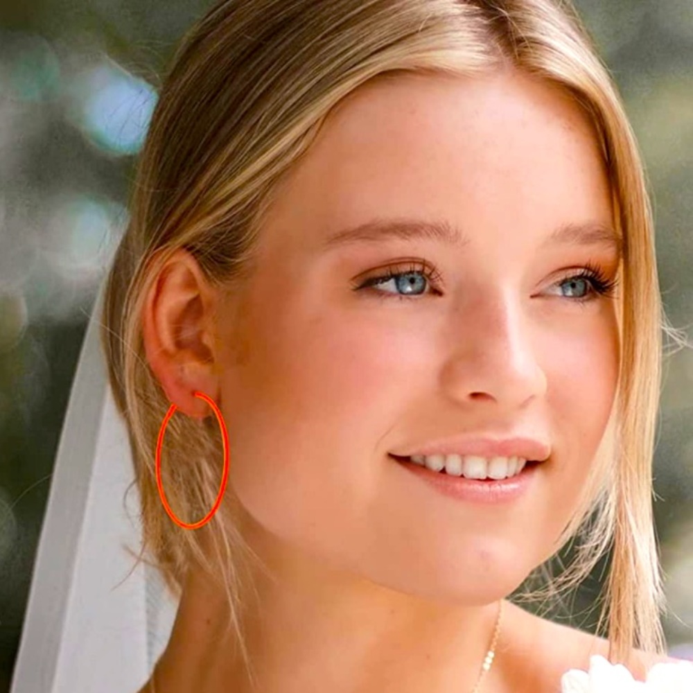 3x Neon Hoop Earrings Yellow Orange and Pink
